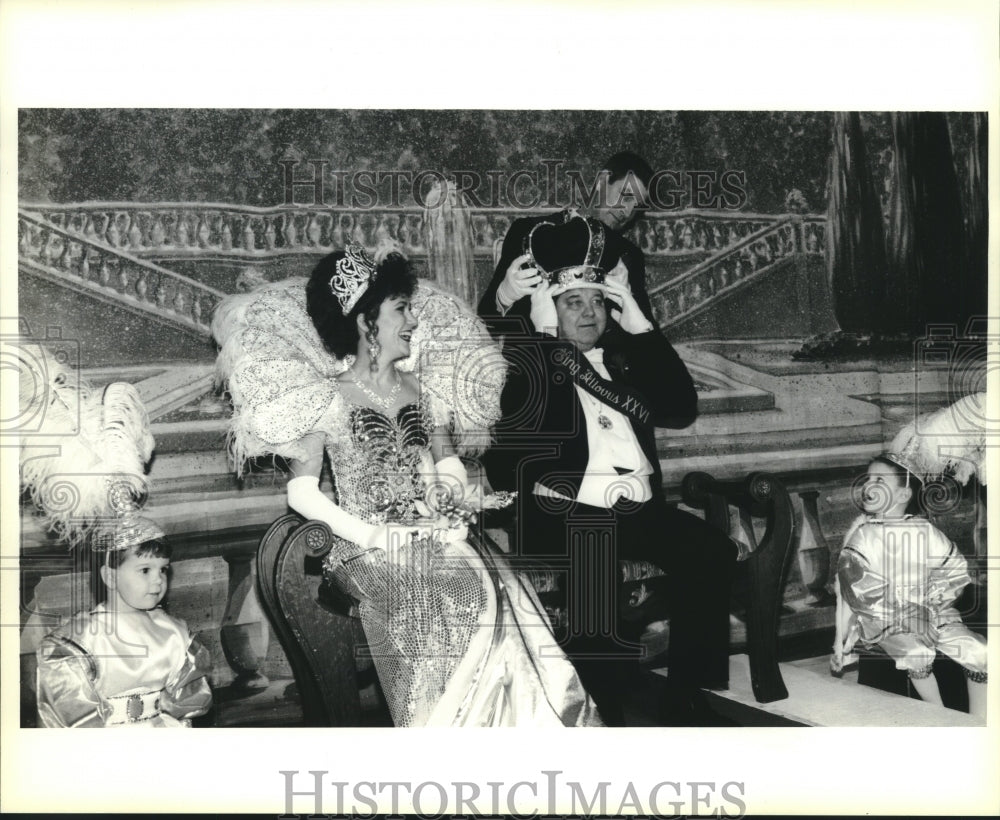 1991 Press Photo Marion Hymel &amp; Rachel Catherine Monica- Krewe of Allovus Royals - Historic Images