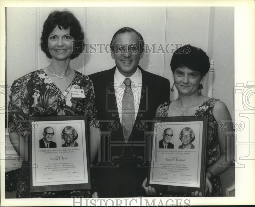 1990 Press Photo Cheryl Arabie, Dr. Robert Hurst and Leanna Blackwell, Covington - Historic Images