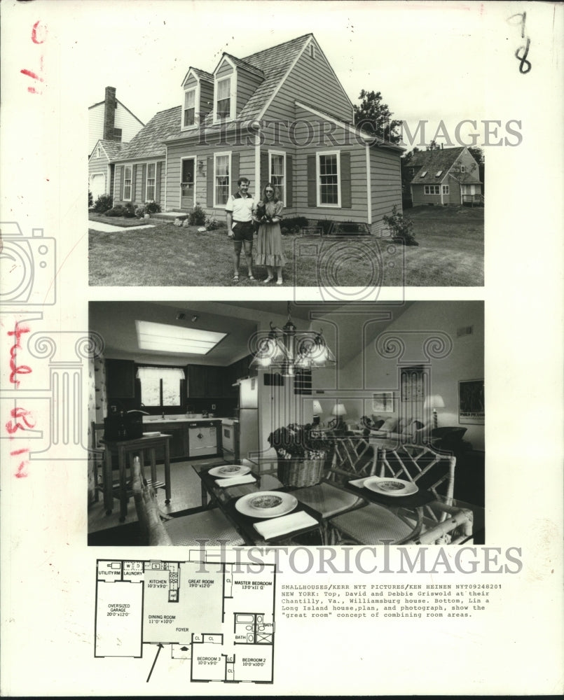 1982 Press Photo David and Debbie Griswold at their Chantilly Virginia house. - Historic Images