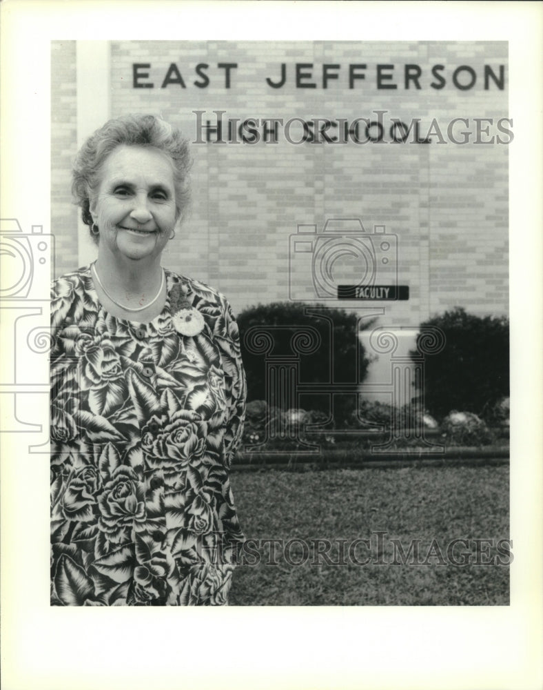 1989 Press Photo Margaret Holzhauser, custodian at East Jefferson High School - Historic Images