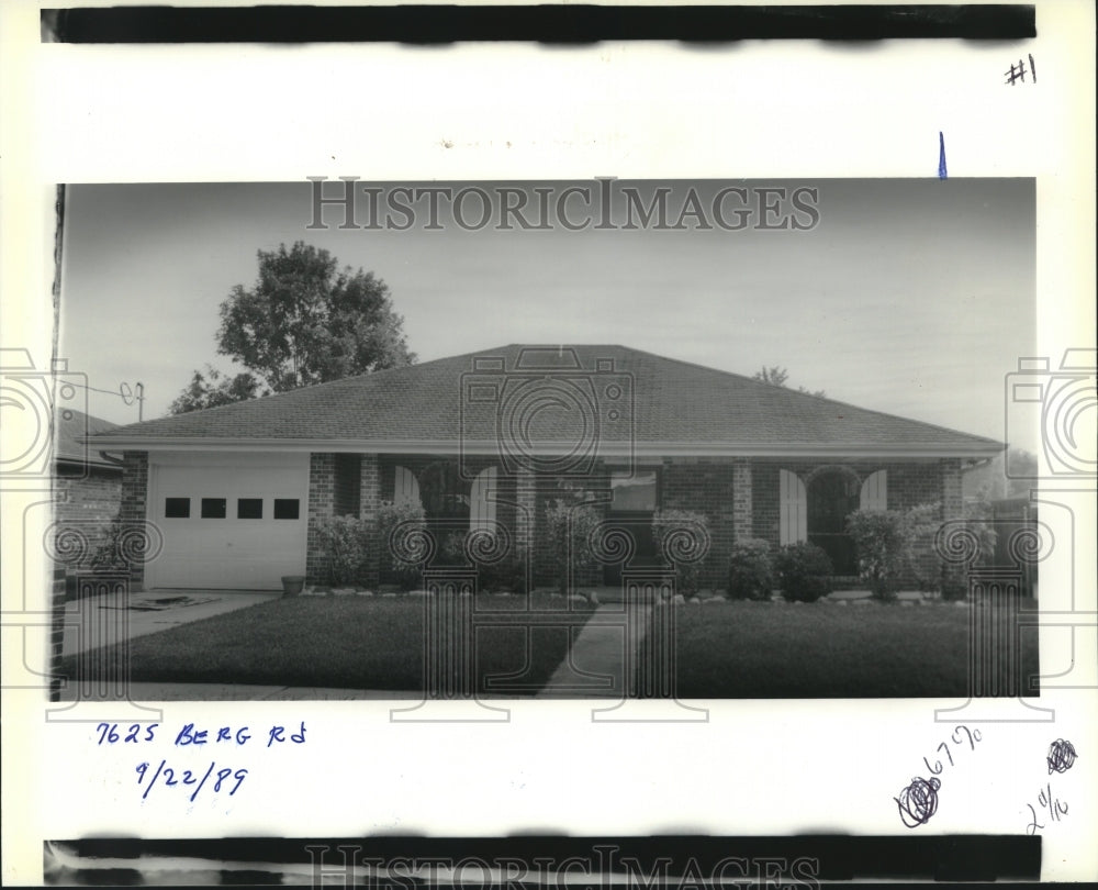 1989 Press Photo Real estate photo of 7625 Berg Road, New Orleans. - Historic Images