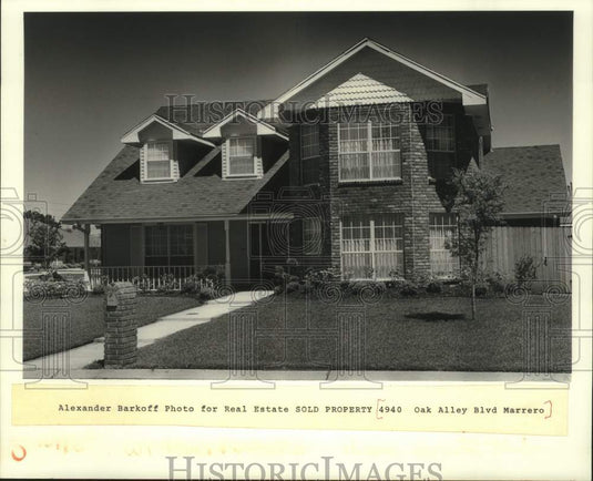 1988 Press Photo Sold property on 4940 Oak Alley Boulevard in Marrero - Historic Images