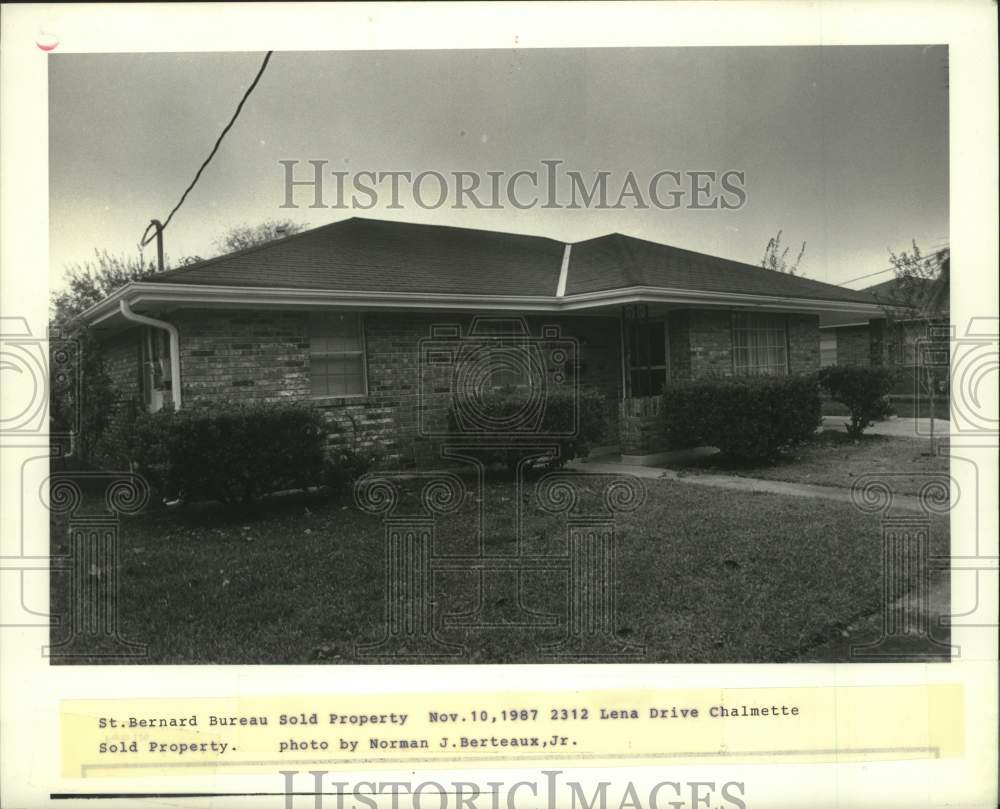 1987 Press Photo Sold property on Lena Drive, Chalmette - Historic Images