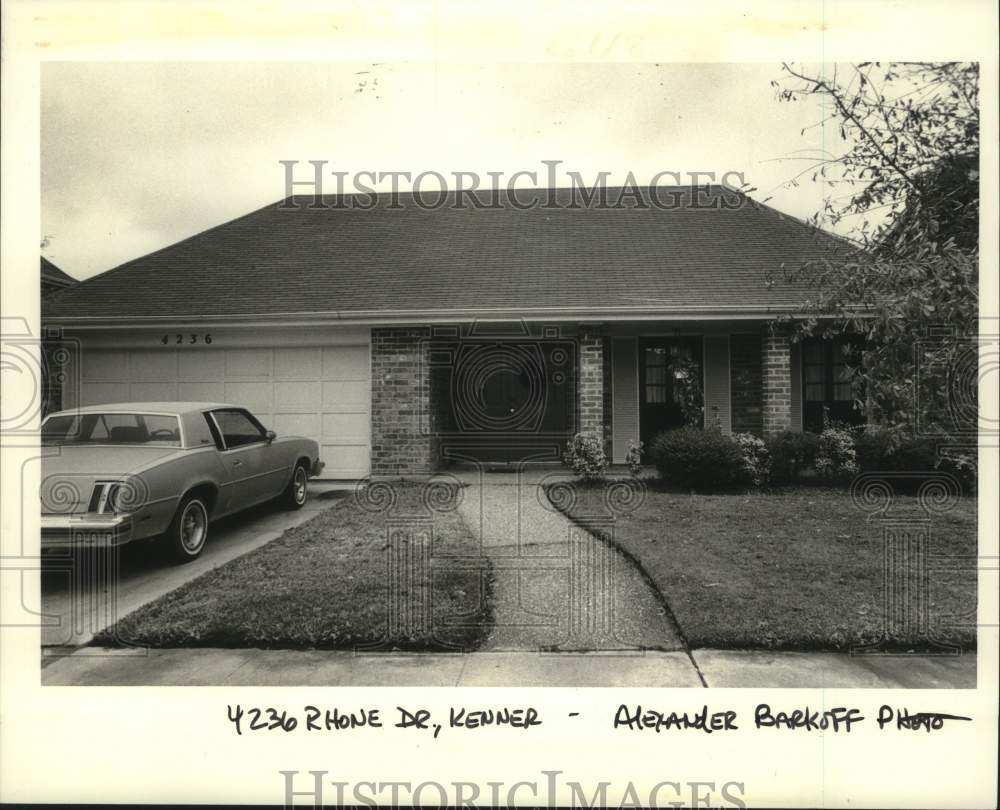 1987 Press Photo House on 4236 Rhone Drive in Kenner - nob37904 - Historic Images