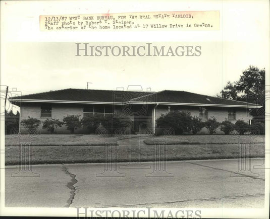 1987 Press Photo The exterior of the home located at 17 Willow Drive in Gretna - Historic Images