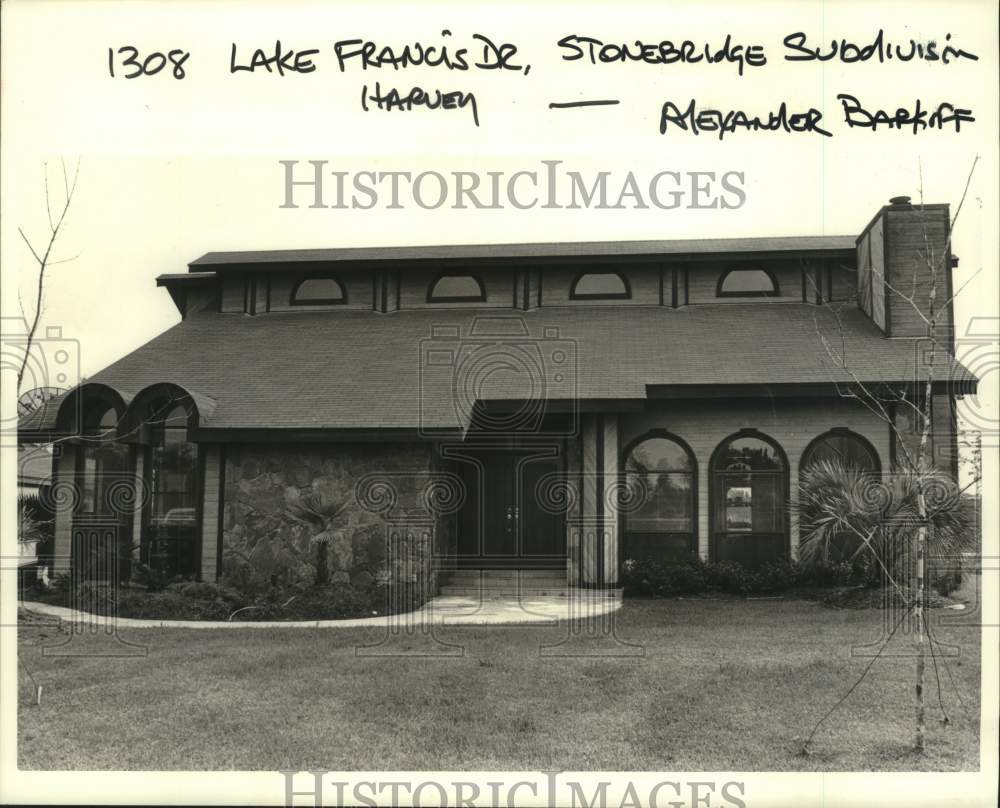 1987 Press Photo Property at 1308 Lake Francis Drive, Stonebridge Subdivision - Historic Images