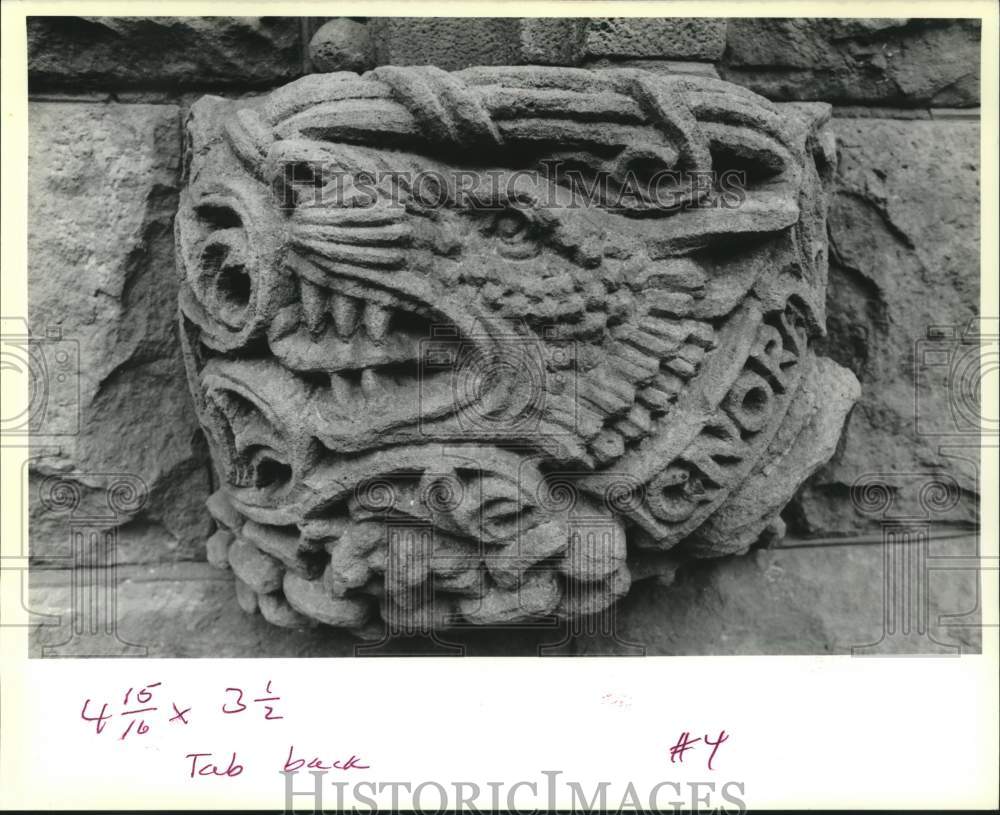 1989 Press Photo Relief sculpture on front entrance - Howard Library - Historic Images