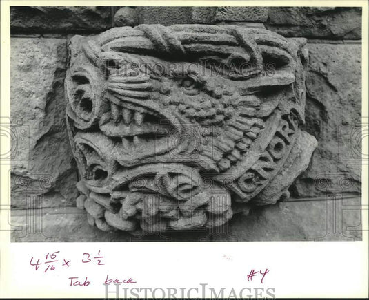 1989 Press Photo Relief sculpture on front entrance - Howard Library - Historic Images