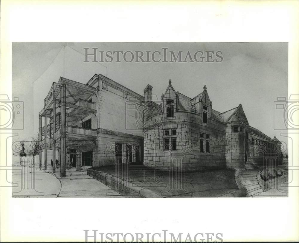 1989 Press Photo Sketch of Howard Library - Historic Images