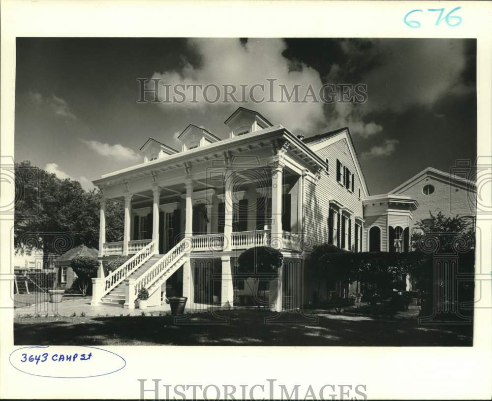 1988 Press Photo Stately Home at 3643 Camp Street, New Orleans, Louisiana - Historic Images