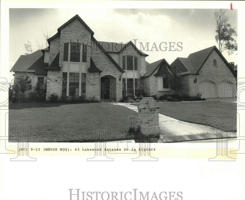 1988 Press Photo New Orleans Housing - House at 63 Lakewood Estates Dr., Algiers - Historic Images