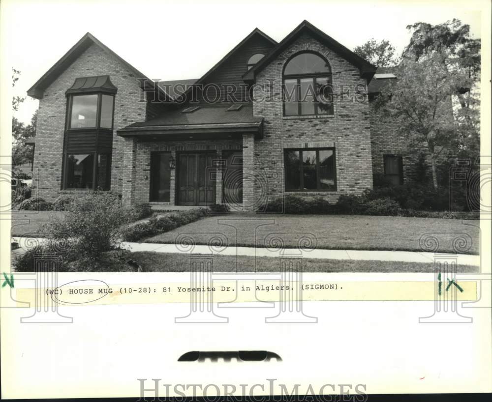 1988 Press Photo House located at 81 Yosemite Drive in Algiers - Historic Images