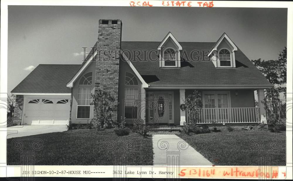 1987 Press Photo Housing - House located at 3632 Lake Lynn Drive in Harvey - Historic Images