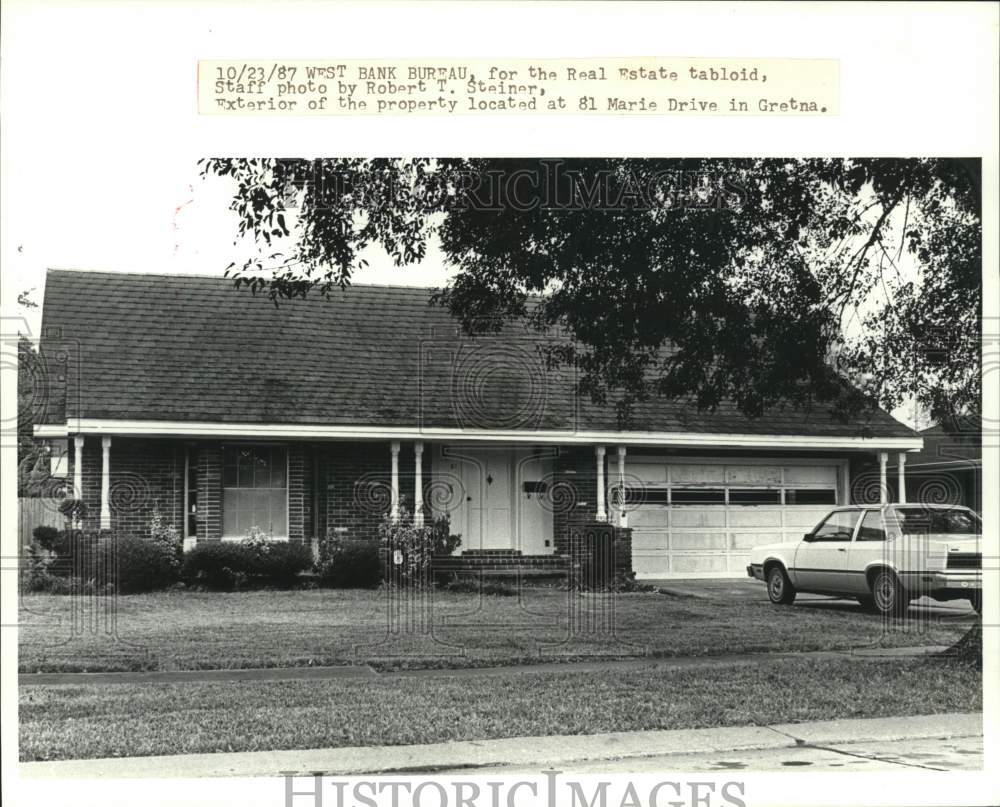 1987 Press Photo Housing - Property located at 81 Marie Drive in Gretna - Historic Images