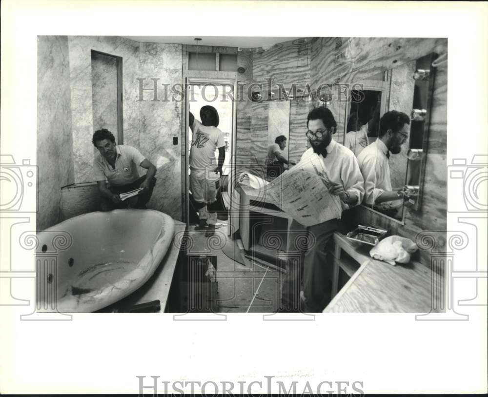 1991 Master bathroom under renovation at 5438 Dyna Court, Metairie - Historic Images