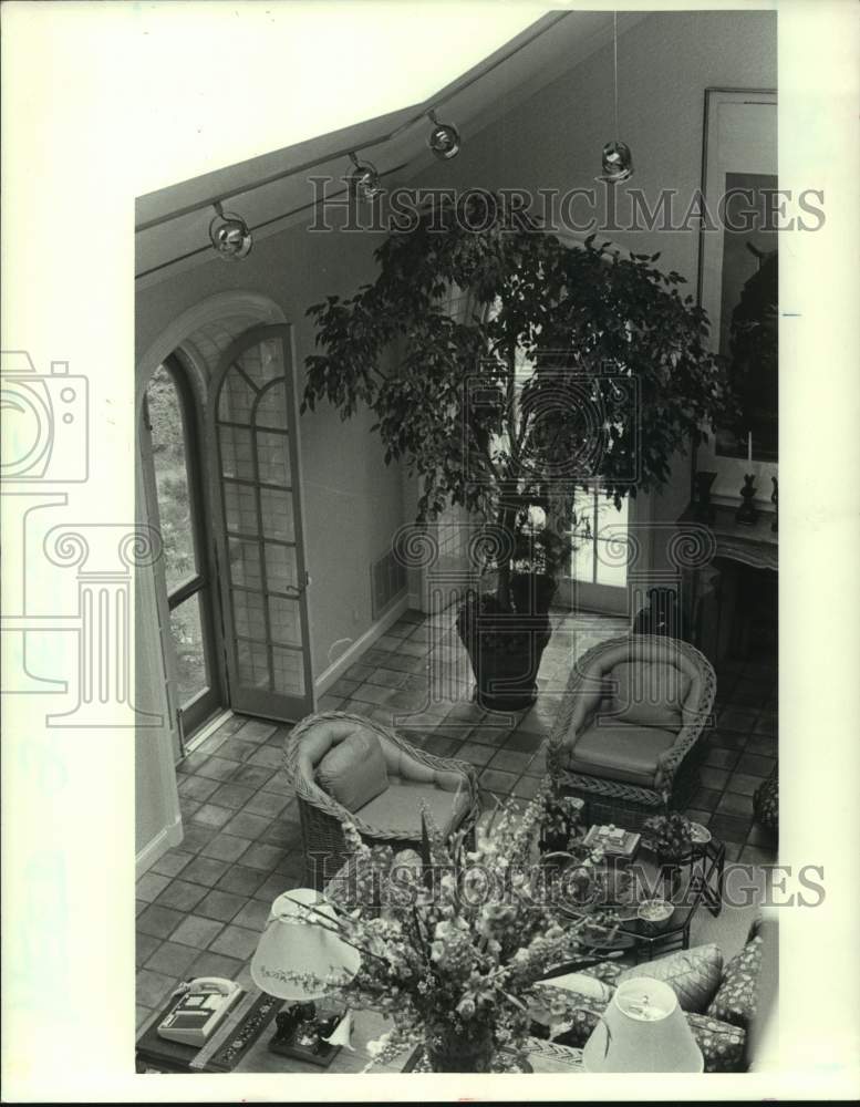 Overhead view of an Interior Decorated living room - Historic Images