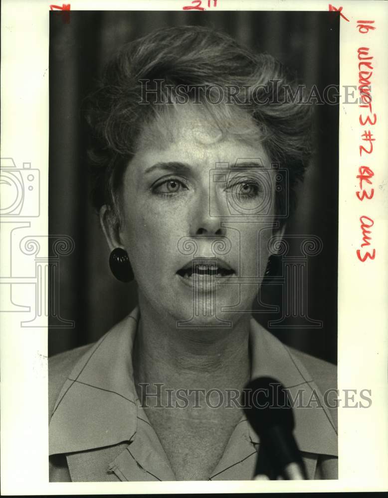 1986 Barbara Hild announcing her candidacy for representative seat. - Historic Images