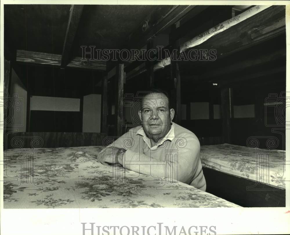 1988 Pastor Roy Humphrey in bunk room of Vieux Carrie Baptist Church - Historic Images