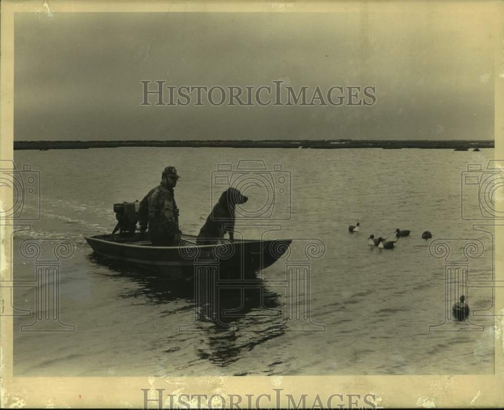 Press Photo Hunting, September morning may see another hunter - nob39986 - Historic Images