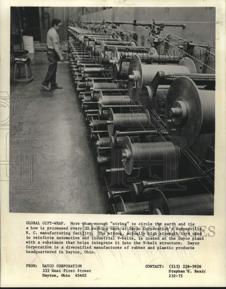 1975 Press Photo Industry - Automotive V-belts coated at Dayco plant - nob40336 - Historic Images