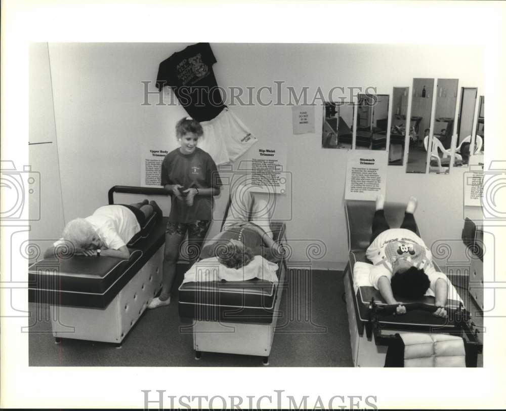 1993 Press Photo Women clients working out at Indulgence Health Spa in Meraux - Historic Images