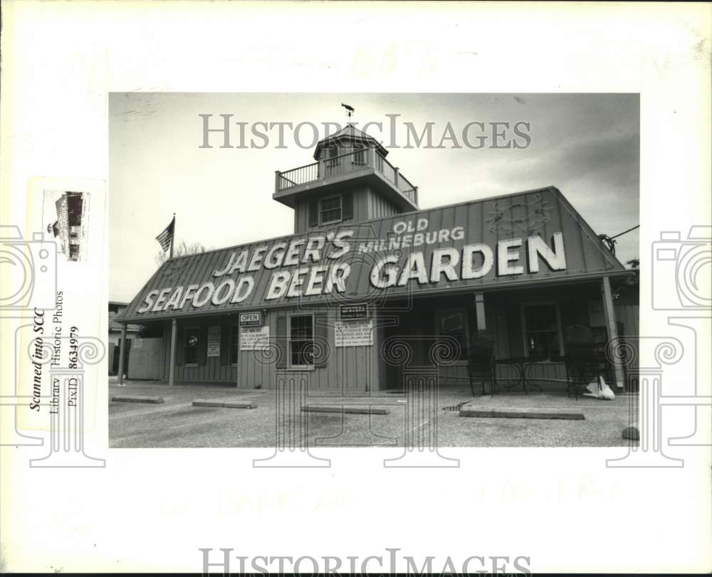 1991 Press Photo Jaegers Old Milneburg Seafood Beer Garden in West End - Historic Images