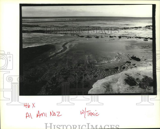 1994 Press Photo Foam and Gypsum flow in a stream of water in an active sound. - Historic Images