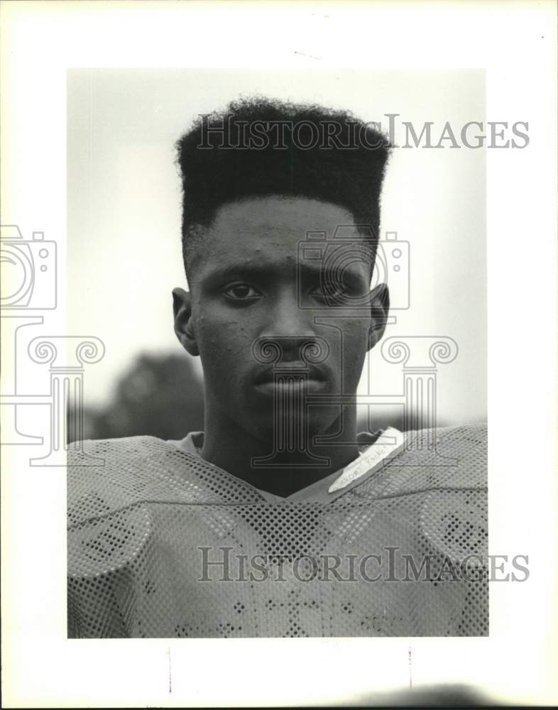 1991 Press Photo Football player #2 Jerome Jones from Lawless High School. - Historic Images