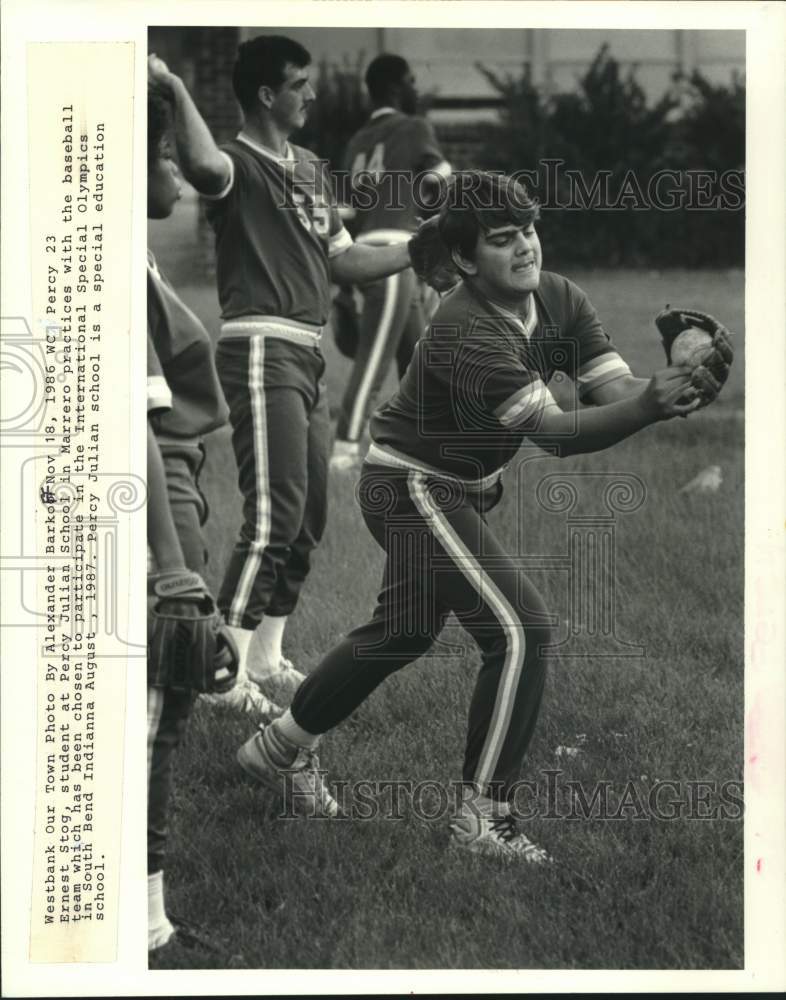 1987 Press Photo Baseball - Percy Julian School players during Olympics practice - Historic Images