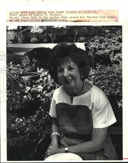 1987 Press Photo Margie Jones, "Garden Club Woman of the Year" - Historic Images