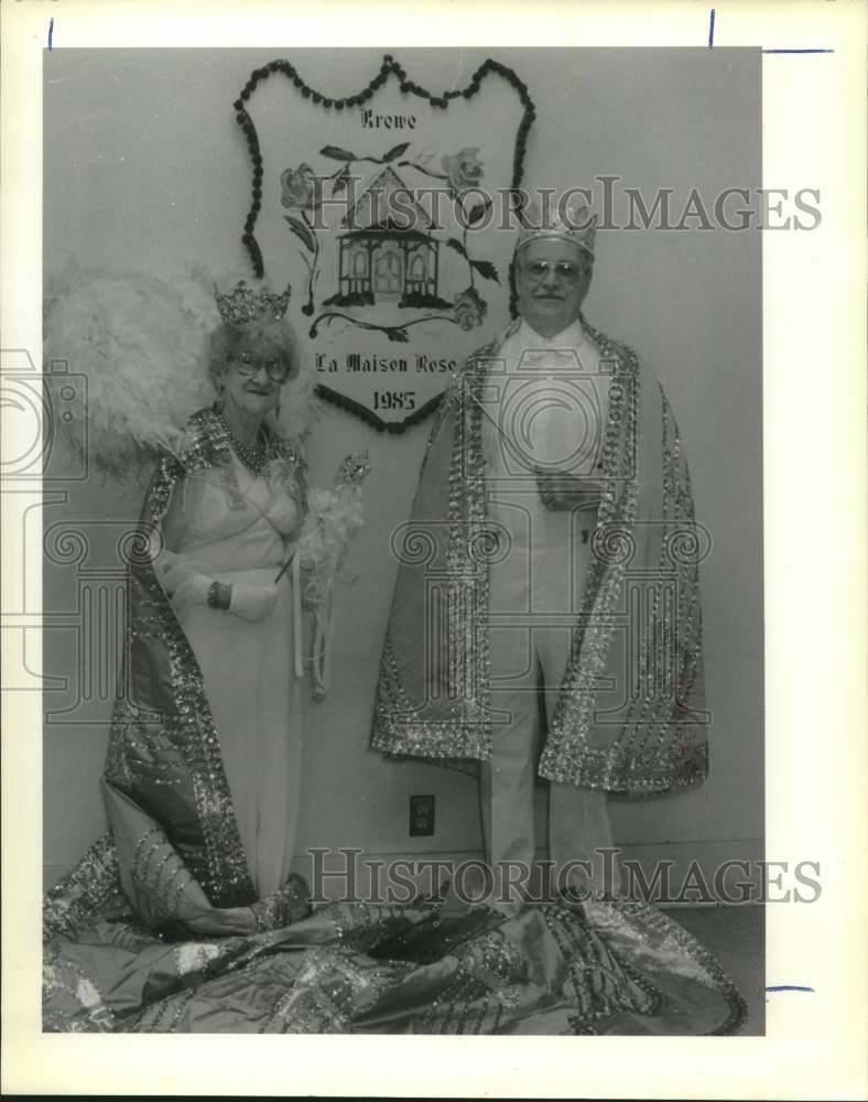 1990 Press Photo Edna Incardona and Chuck Utter of Krewe of La Maison Rose ball - Historic Images