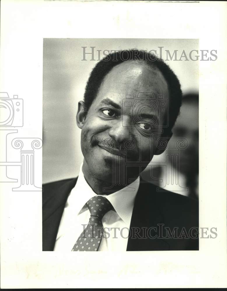 1986 Press Photo William Jefferson during Mayoral debate at conference room - Historic Images