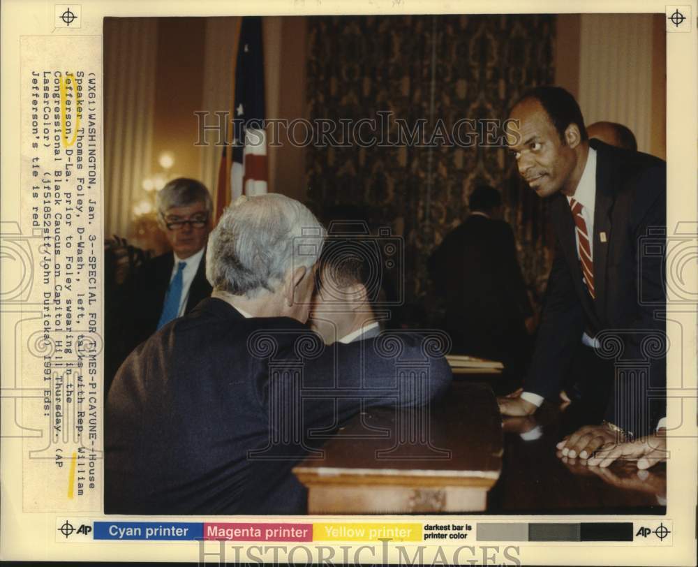 1990 Press Photo House Speaker Thomas Foley Swears in Congressional Black Caucus - Historic Images