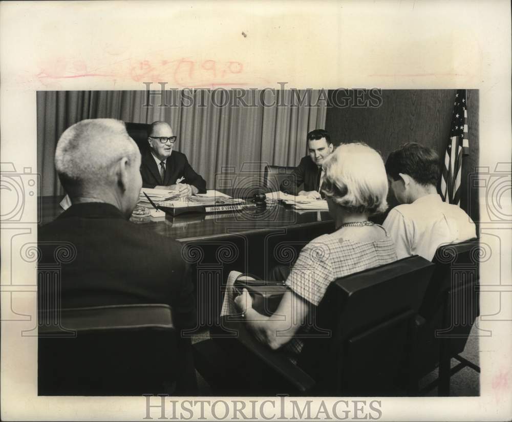 1965 Judge James P. O&#39;Connor in his courtroom at Juvenile Court - Historic Images