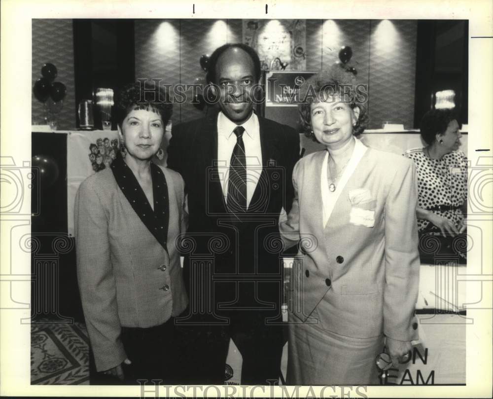 1991 Press Photo Jackie Abreau, William Jefferson, June Leopold at a Dinner Gala - Historic Images