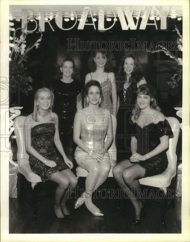 1993 Press Photo 6 Debutantes celebrating together in one Broadway themed Party - Historic Images