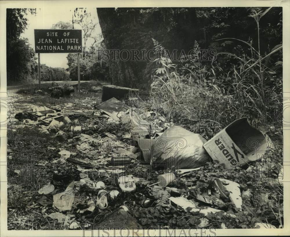 1974 Press Photo Debris along West Bank Road leading- Jean Lafitte National Park-Historic Images