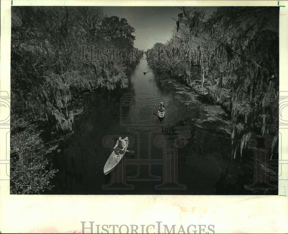 1988 Press Photo National Wildlife Federation kayaking on Jean Lafitte Park - Historic Images