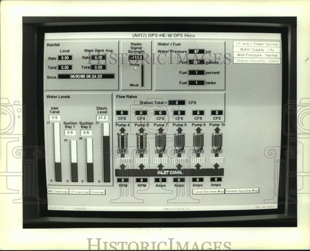 1995 Press Photo Systems Control and Data Acquisition computer monitor ...