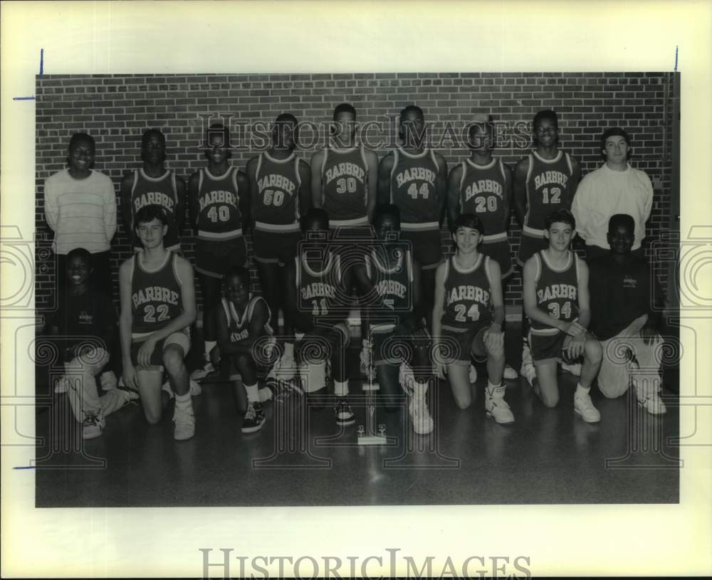 1990 Press Photo The S.J. Barbe Thunderbolts Basketball Team - Historic Images