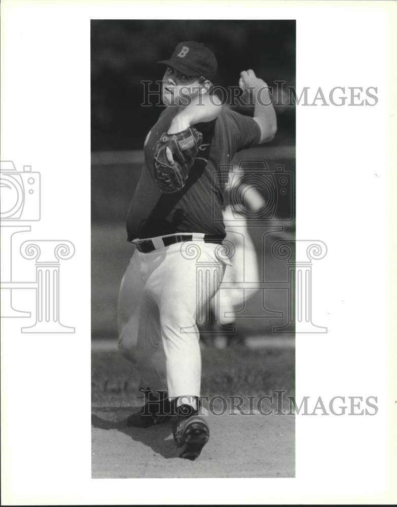 1993 Press Photo Baseball - Jason Travis, pitcher for Binder Bakery - nob45072 - Historic Images
