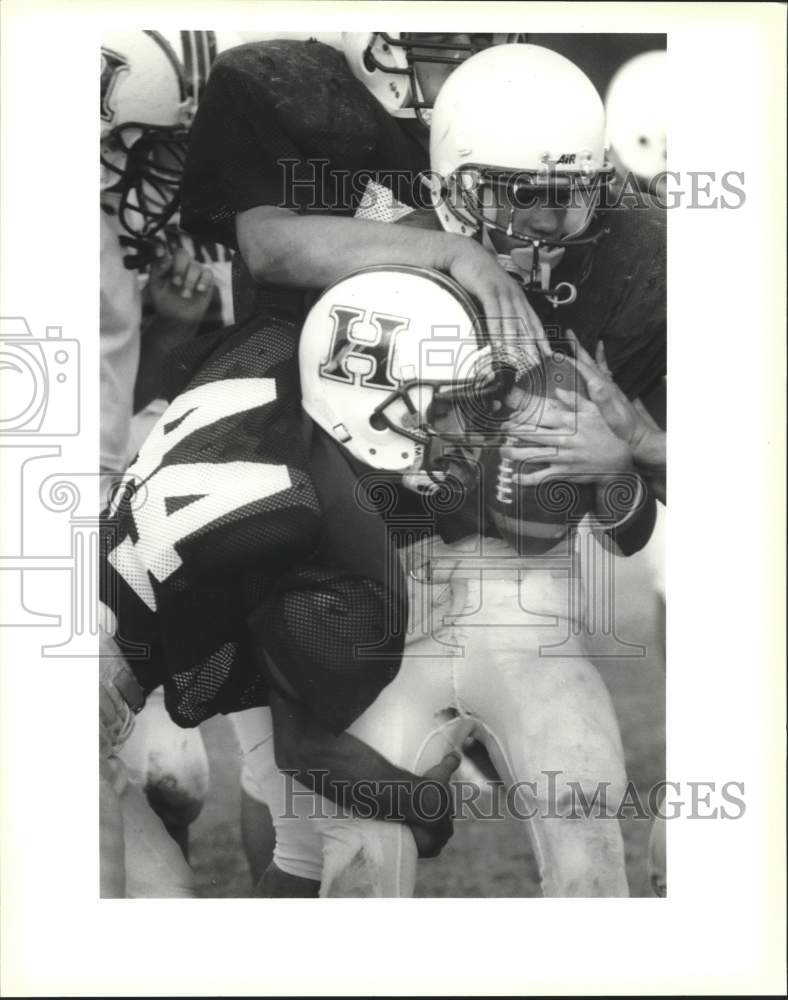 1995 Press Photo Football - Mike Cassessi and Jace D&#39;Angelo during practice - Historic Images