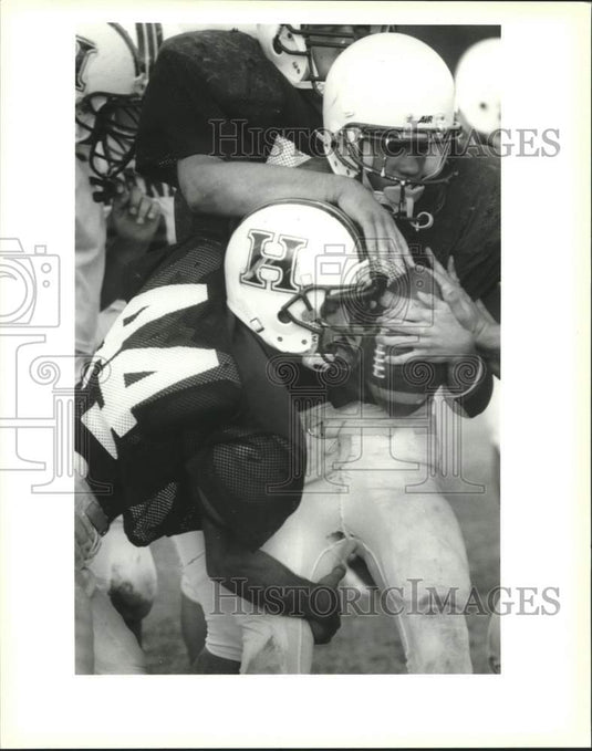 1995 Press Photo Football - Mike Cassessi and Jace D'Angelo during practice - Historic Images
