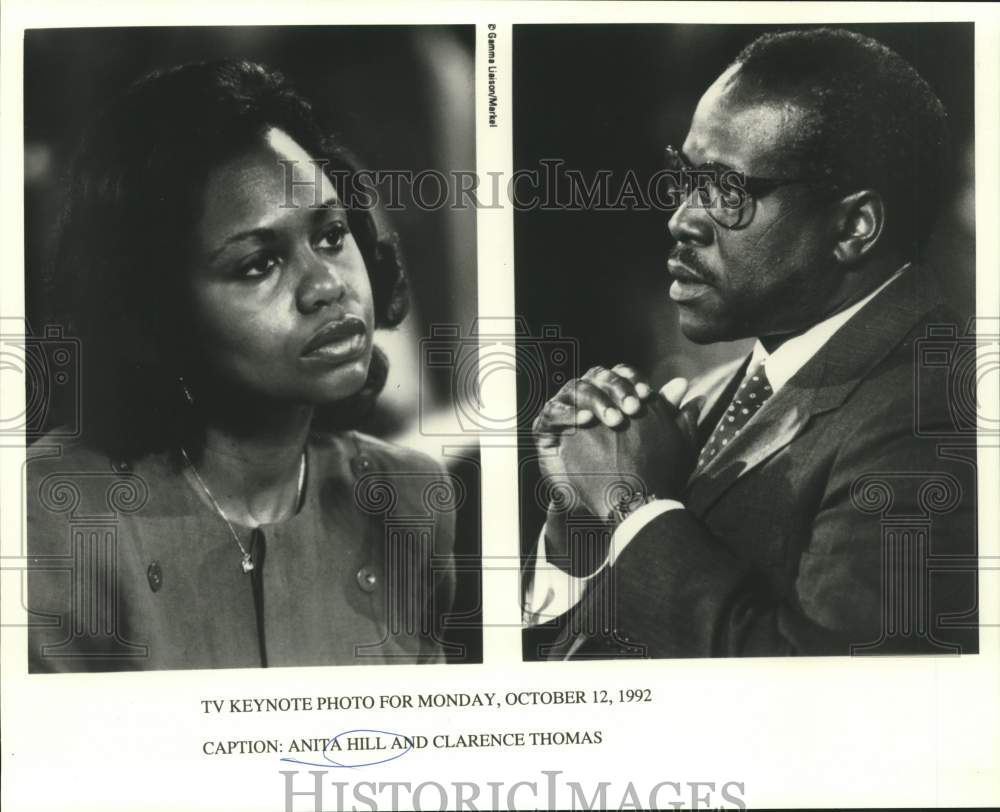 1992 Press Photo Actress Anita Hill and Actor Clarence Thomas - Historic Images