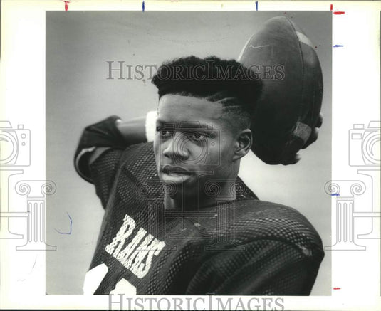 1990 Press Photo Football player, Myron Jarrow - West. St. John - Historic Images