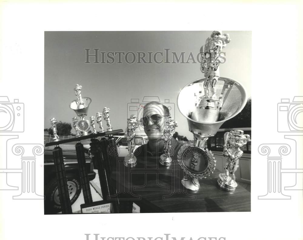 1993 Press Photo Coach Peyton Hines, head coach of JPRD with awards - nob45285 - Historic Images