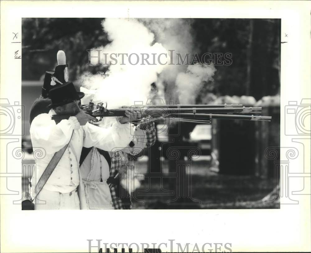 1990 Islenos Festival - Chalmette Battlefield members fire a volley - Historic Images