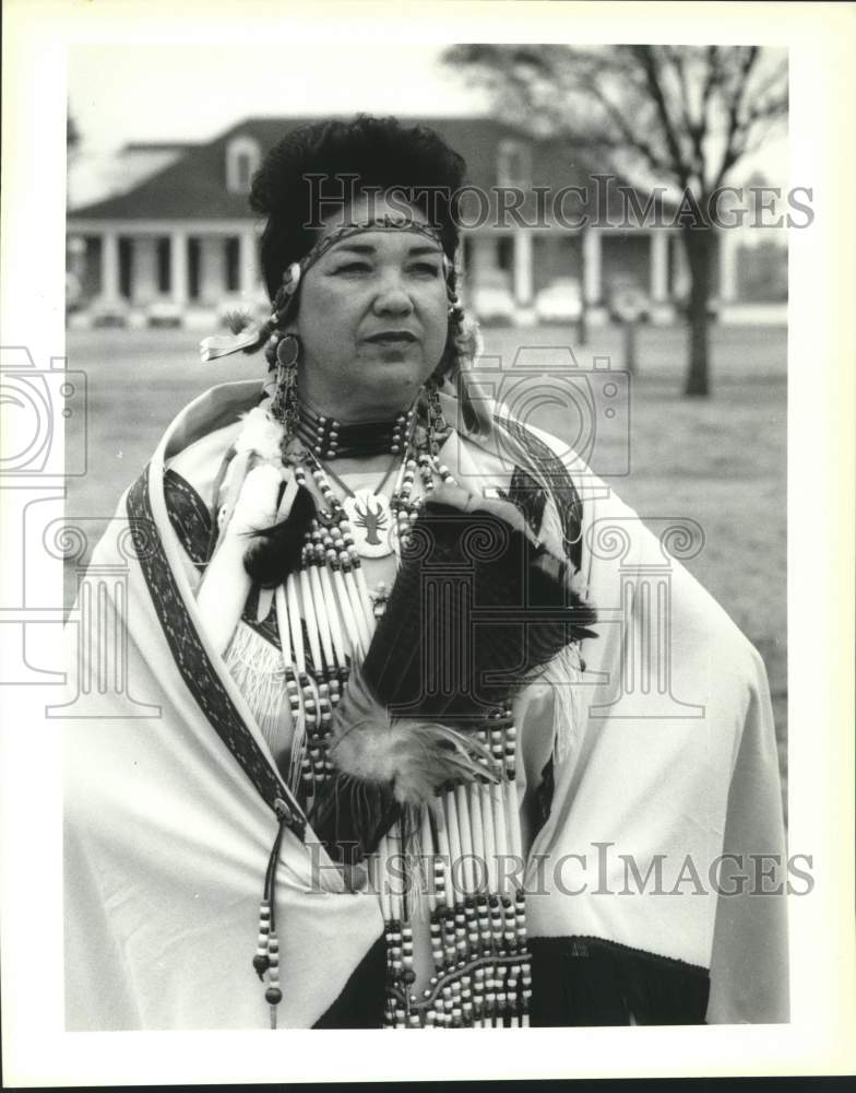 1993 Press Photo Mary Verret Cashmer of Houma Tribe Indians during Pow Wow - Historic Images