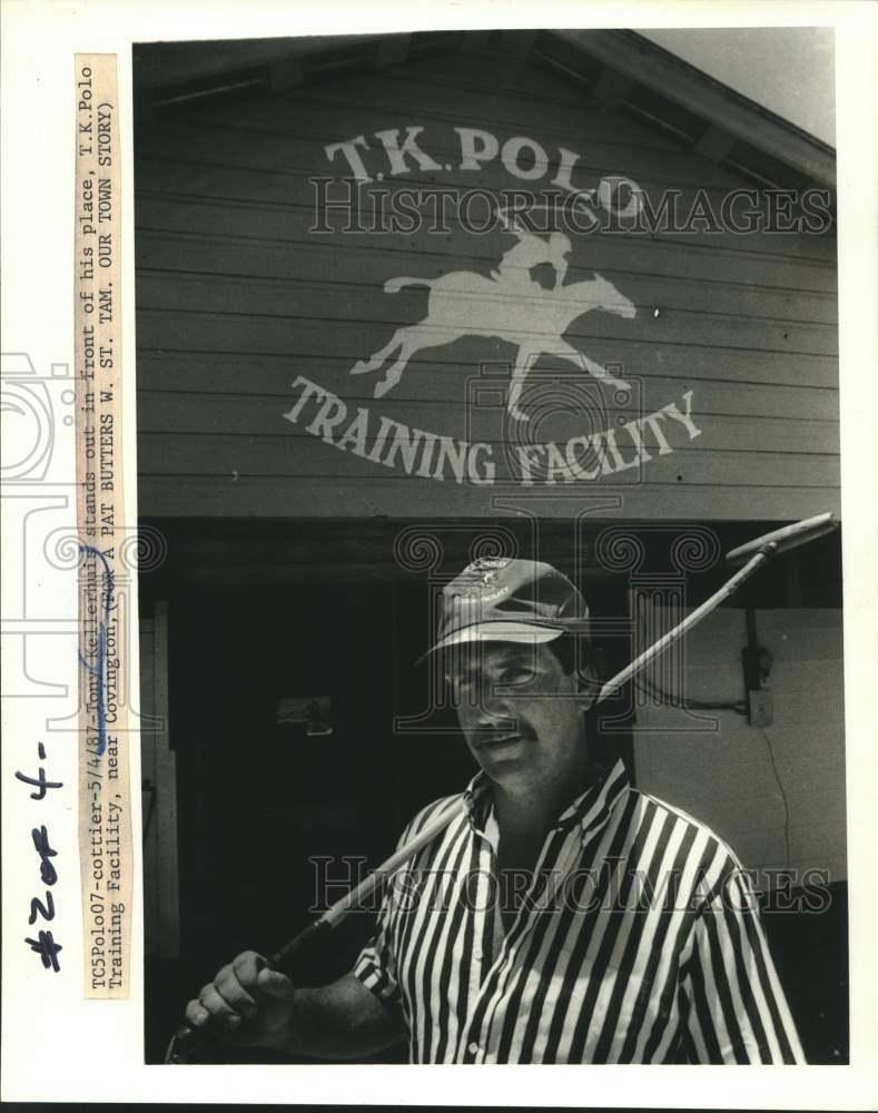 1987 Press Photo Tony Kellerhuis at the T.K. Polo Training Facility, Covington - Historic Images