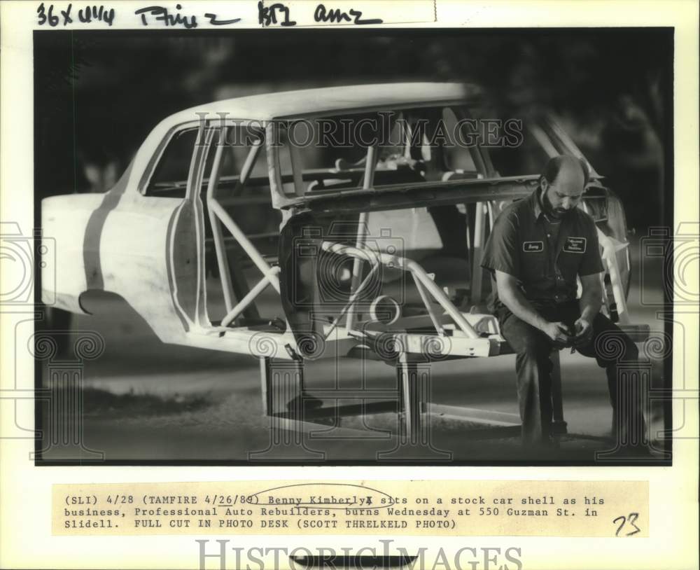 1989 Press Photo Benny Kimberly business Professional Auto Rebuilders burns - Historic Images